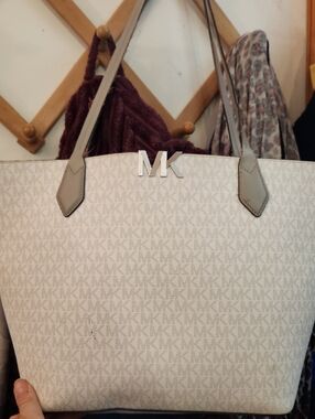 Michael Kors Nude Signature MK Tote with Gold Chain Detail